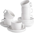 Tea Cups and Saucers Set, 8 OZ White Porcelain Coffee Cups | British Tea Set of by CHILDIKE