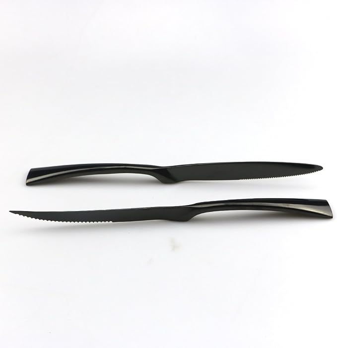 JASHII 18/10 Stainless Steel 8 Piece Mirror Polished Black Steak Knife Black - Image 4