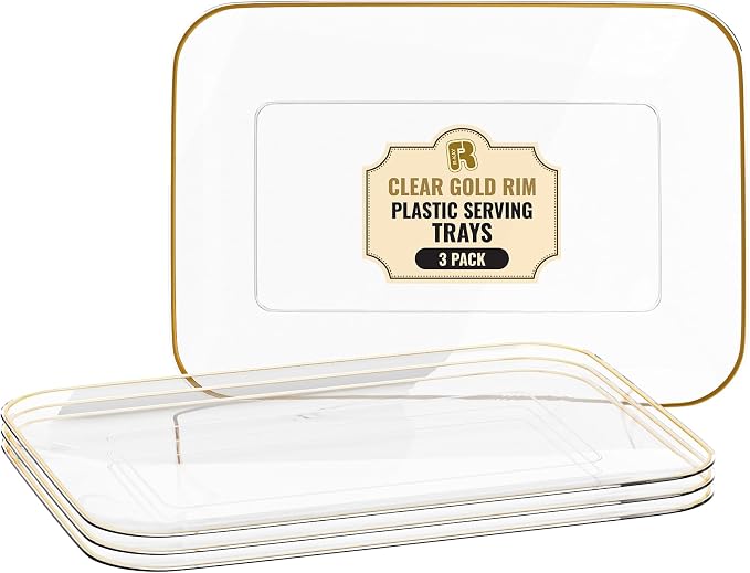 3 Pack Plastic Serving Trays for Party by R-KAY