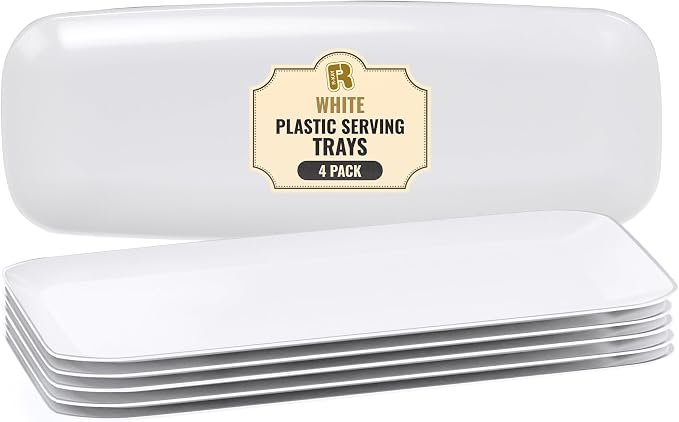 R-kay 4 Pack White Plastic Serving Trays by R-KAY