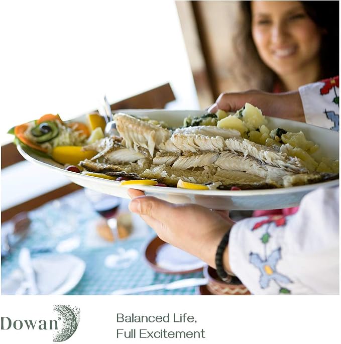 DOWAN 14" Serving Platters for Entertaining, Oval White Serving Plates - Image 2