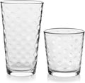 Libbey Awa Polka Dot Tumbler & Rocks Drinking Glasses Set of 16, Glass Cups | by Libbey