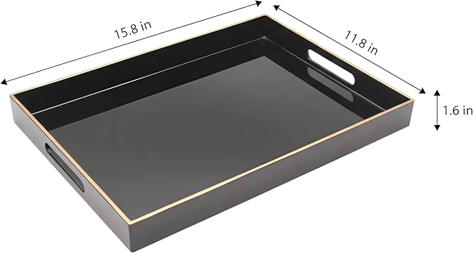 15.8" x 11.8" Black Plastic Serving Tray - Image 3
