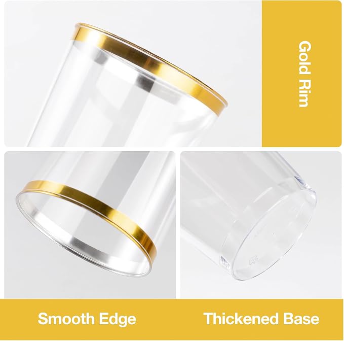 Goodluck 100PCS 14oz Gold Plastic Cups - Image 3
