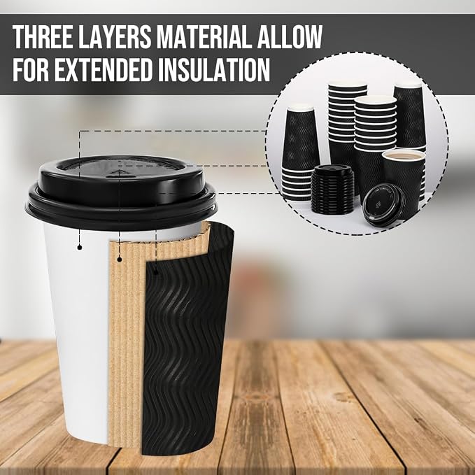 BYSNOW 100 Pack 16 oz Coffee Cups - Image 3