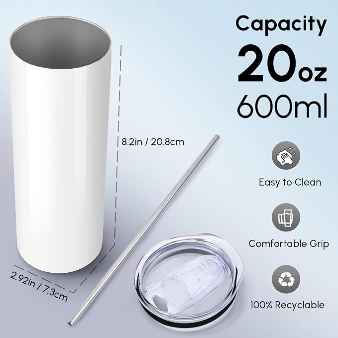 Volhoply 20 oz Skinny Sublimation Tumbler - Image 2