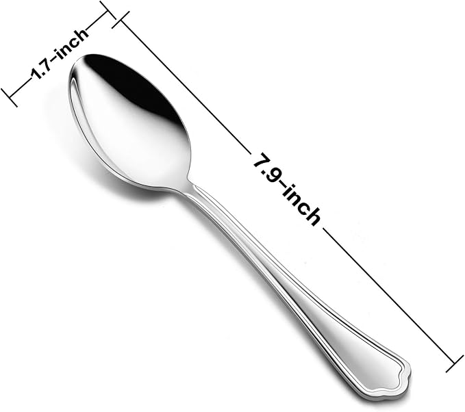 Dinner Spoons Set of 12, E-far 7.9 Inch Stainless Steel Soup Spoons Tablespoons - Image 2