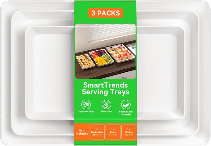 3-Pack Serving Tray in 3 Sizes, Serving Platter, Trays by Unknown