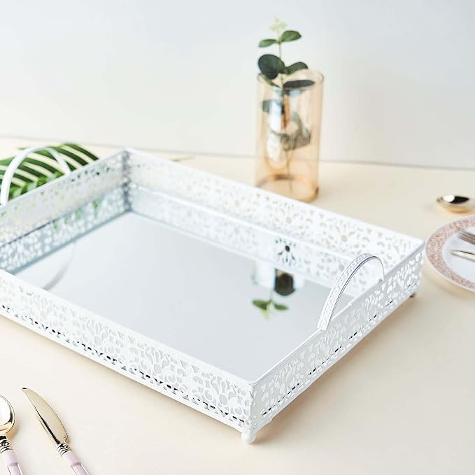 Efavormart 16"x12" Lace White Metal Decorative Serving Trays - Image 8