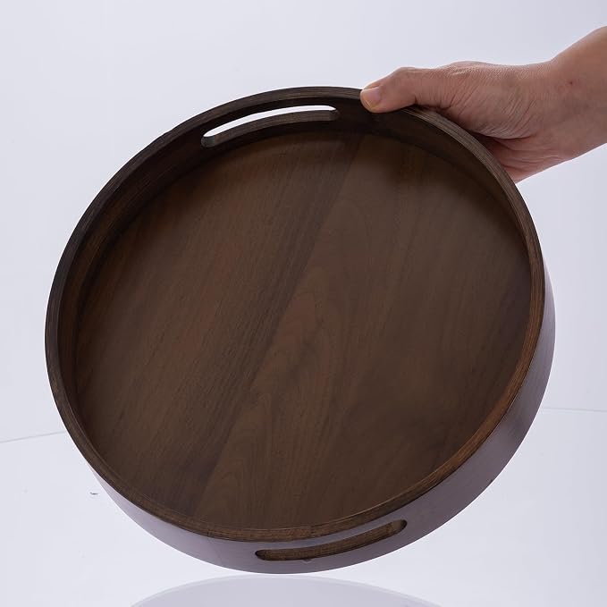 Round Trays Home Decor, 11.8" Large Round Wood Tray - Image 7