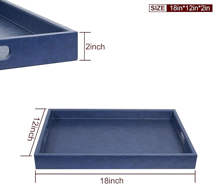 18 x 12 inches Leather Ottoman Serving Tray - Image 7