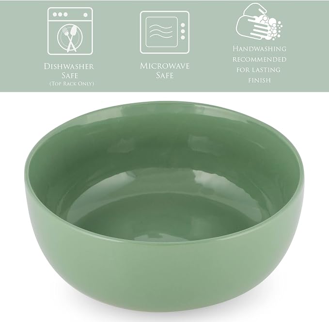 Elanze Designs Bistro Glossy Ceramic 8.5 inch Large Serving Bowls Set of 2 - Image 2