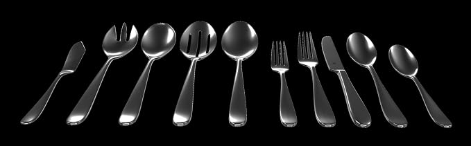 Silverware Set for 8 with Serving Utensils, 18/10 Stainless Steel Flatware - Image 2