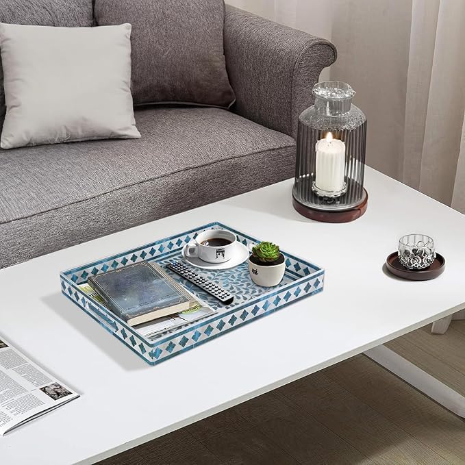 Blue Serving Trays, Plastic Rectangular Serving Tray - Image 6