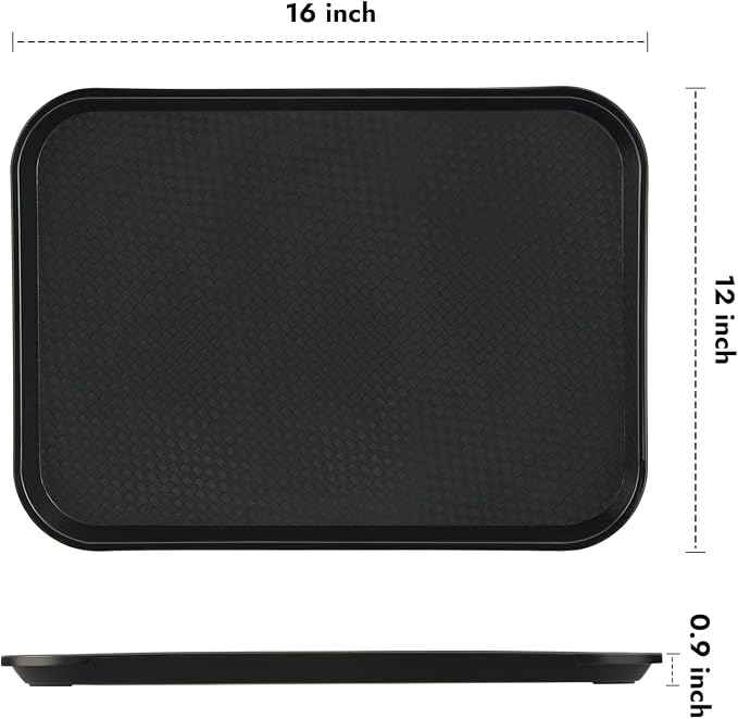 12 Pack Black Plastic Serving Trays, 12x16 Inch Cafeteria Tray | Black Plastic - Image 2