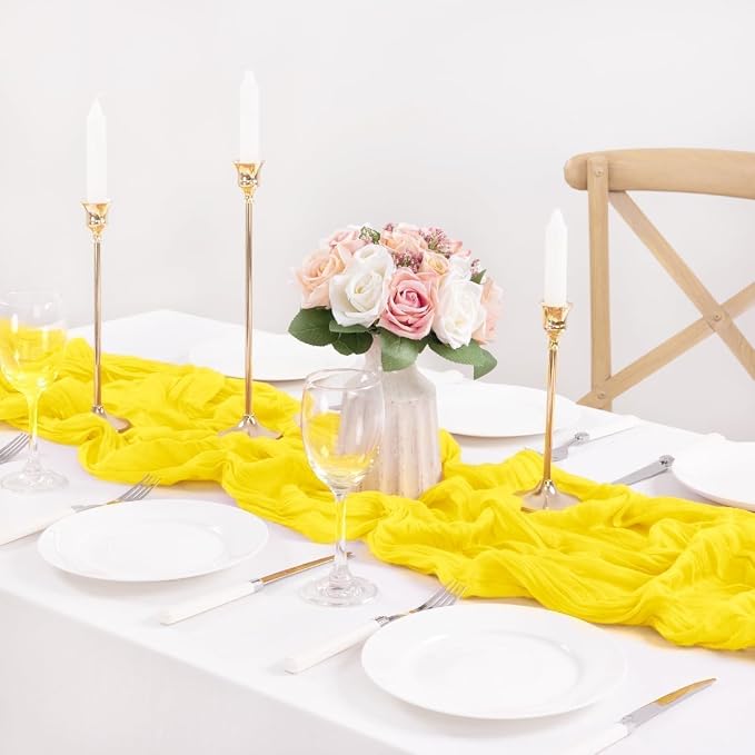 Yellow Guaze Cheesecloth Table Runner Rustic Table Decor 10ft | Lightweight - Image 6