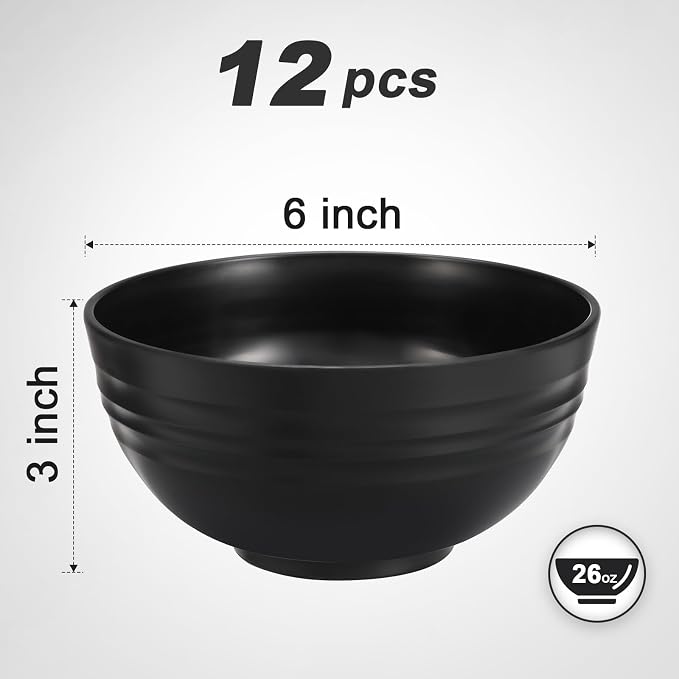 HEYCOME 12 Pcs Unbreakable Cereal Bowls Set, 26 Oz Wheat Straw Bowls Set - Image 2