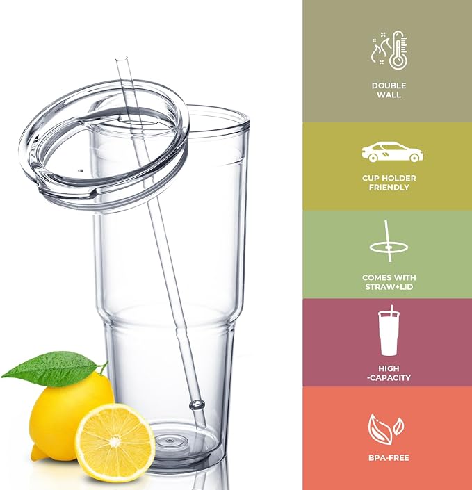 MEWAY 30oz/2 pcs Classic Insulated Tumblers, Double Wall Acrylic Tumbler - Image 2