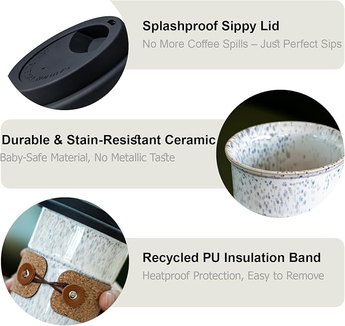 Coffee Mug with Lid, Reusable Coffee Cups - Image 5