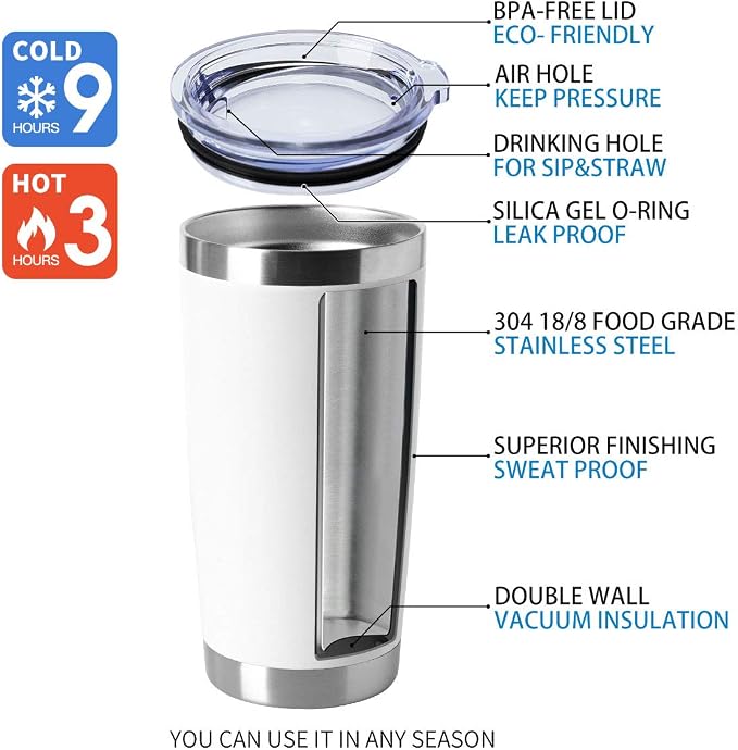 HASLE OUTFITTERS 20oz Stainless Steel Tumblers Bulk, Insulated Travel Cup - Image 4