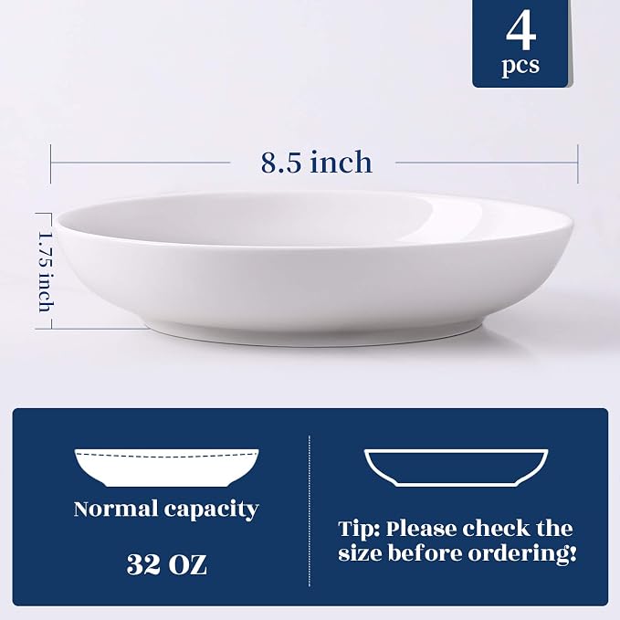 Y YHY Pasta Bowls 32oz, Ceramic Large Salad Serving Bowls, Shallow Soup Bowl - Image 5
