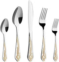 Gold Silverware Set, 20 Piece Stainless Steel Golden Flatware Set by HFHOFTEN