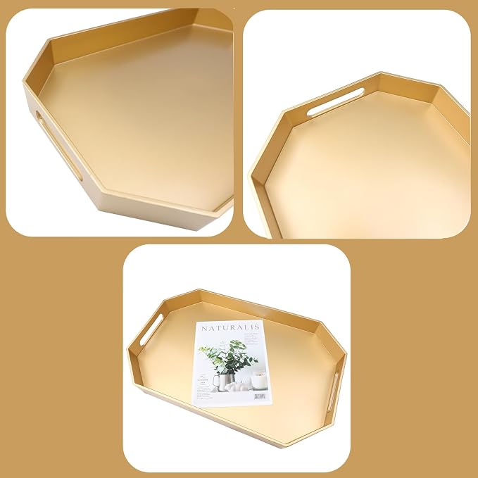 Gold Decorative Tray with Handles, Versatile Serving Tray - Image 5