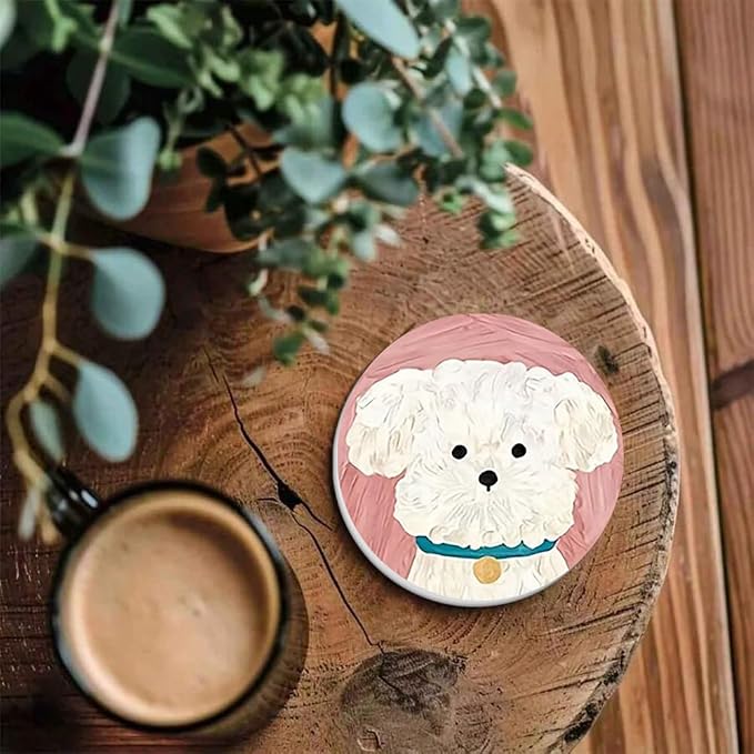 6pcs Cute Dog Coasters Set Round Silicone Drink Coaster - Image 3