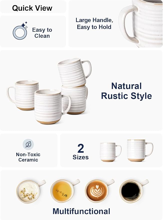 LE TAUCI Coffee Mugs 18 oz, Ceramic Mug Set, Coffee Cups - Image 6