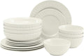 Gibson Home Melbourne White Plates and Bowls Set, 16 Piece Embossed Ceramic by GibsonHomewares
