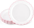 NatNarr 30 Pk Pink Paper Plates 7" Scalloped Pink White Dessert Cake Plates | by NatNarr