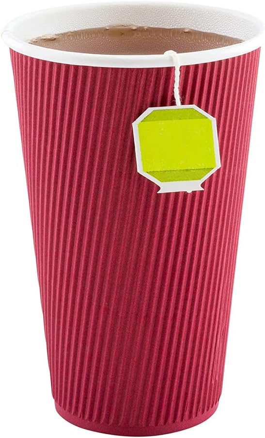 Restaurantware Ripple Wall Coffee Cups 500 Count 16 Ounce Insulated Crimson - Image 11