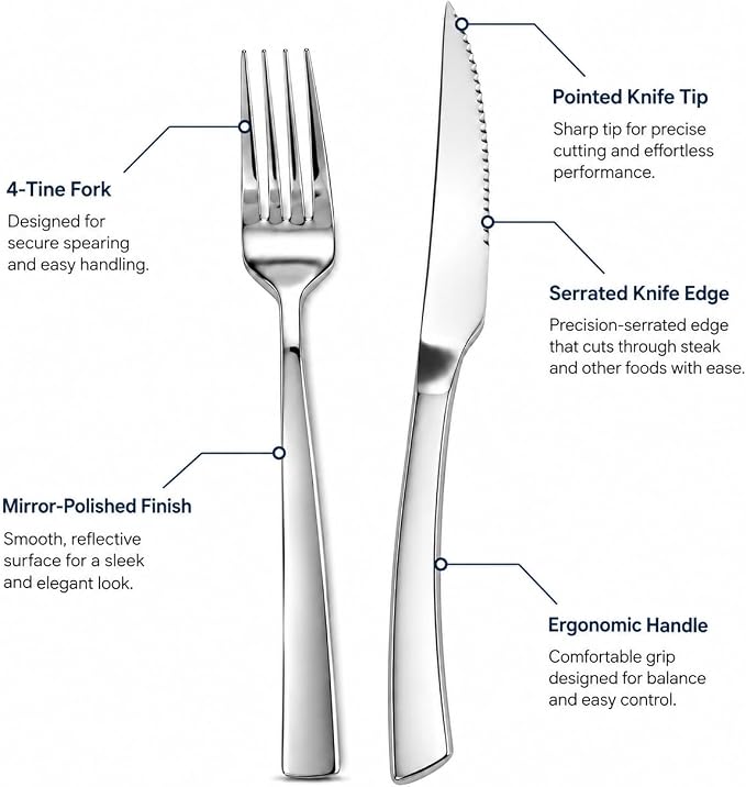 SANTUO 12-Piece Steak Knife and Fork Set - Image 2