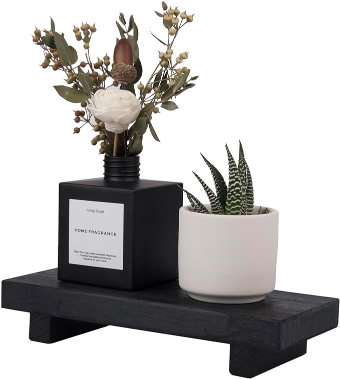 Wood Bathroom Tray Farmhouse Decor Kitchen Soap Holder, 8.7" x 3.6" Black | - Image 7