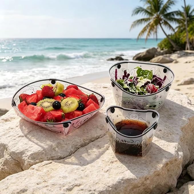 9-Piece Collapsible Tableware Set Bowls Cups Plates | Foldable Salad Bowl - Image 3
