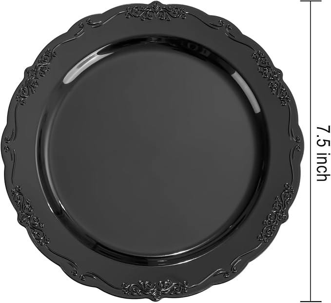 DaYammi 30PCS Black Plastic Plates, Heavy Duty Black Disposable Plates Premium - Image 4
