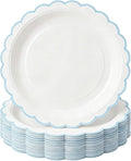 30 Pack Blue and White Paper Plates 7 Inch, Disposable Scalloped Plates Dinner by Unknown