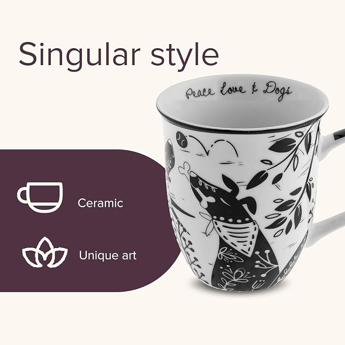 Karma Gifts 14 oz Black and White Boho Mug Western - Image 4