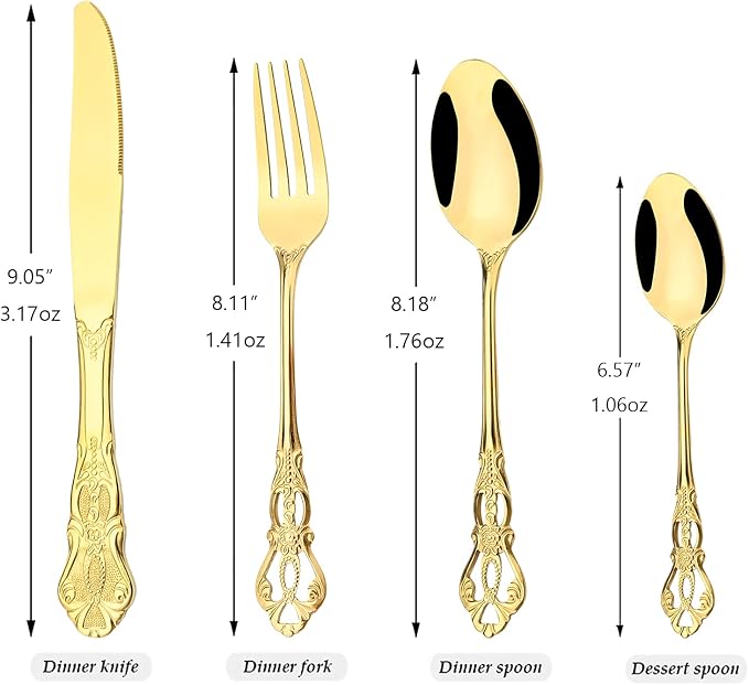 Mirror Polished Gold Silverware Set, 24-Piece 18/10 Stainless Steel Shiny - Image 3