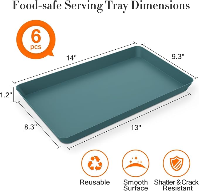 WOWBOX 6 pcs Serving Tray for Entertaining, Serving Platters for Snacks - Image 2