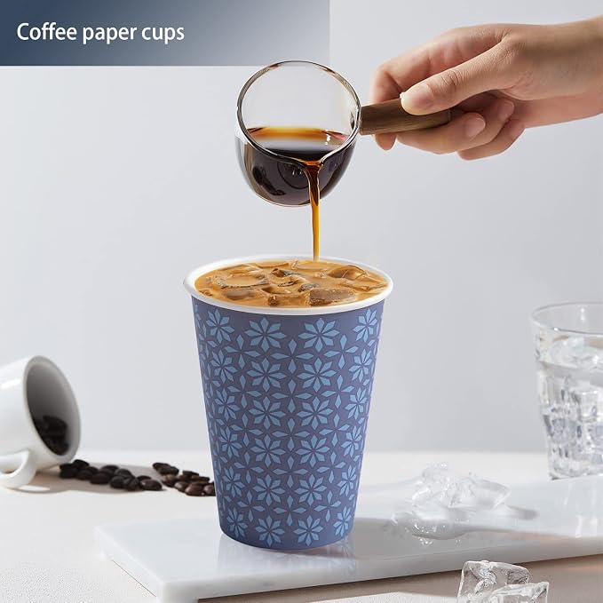 Clawsoff 240 Pack Paper Cups 12 oz Bulk Disposable Coffee Cups Navy Floral | - Image 5