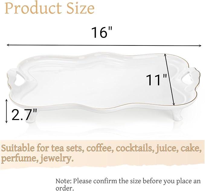 Tlence 16" Large Ceramic Serving Tray - Image 2