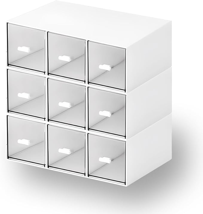 Desktop Organizer With 9 Drawers, Pencil Box, Stationary Organizer | 3 Tiers by OSteedWares
