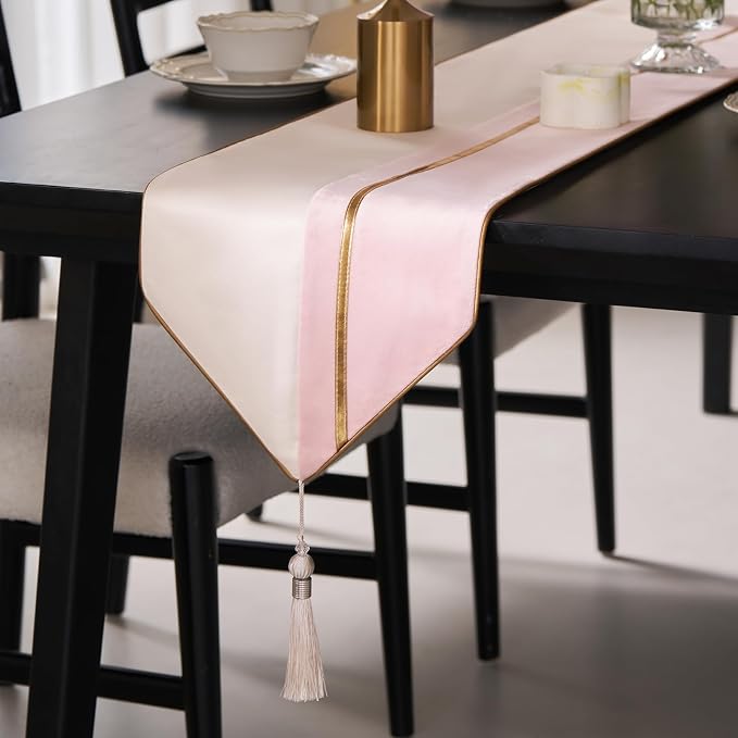 Avigers Table Runner 12 x 59 Inch, Ice Berry Powder White, Geometric | Faux by Avigers
