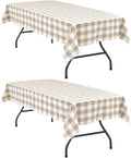 Checkered Table Cloths, 2 Pack, 60 x 120 inch Khaki and White | Waterproof by Hiasan