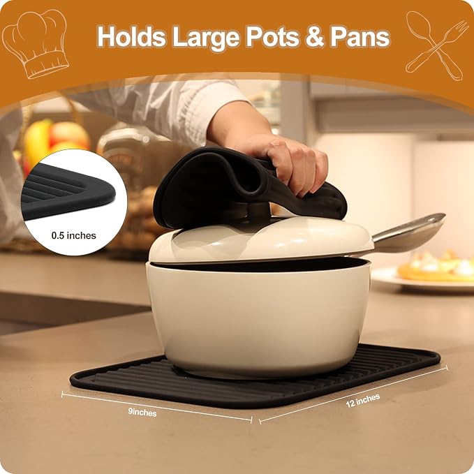 2 Pack Square Trivets for Hot Dishes | 9*12in Silicone Hot Pads for Kitchen - Image 3