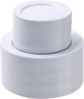 BESTSTAR 200PCS White Plastic Plates Set | 100 10.25 inch Dinner Plate and 100 by BESTSTAR