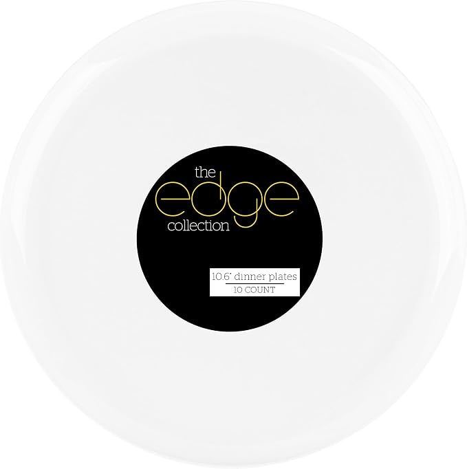 White Plastic Party Plates Edge Collection Premium heavyweight Elegant by PLASTICPRO