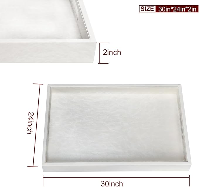 30 x 24 inches Rectangle Leather Ottoman Serving Tray - Image 8