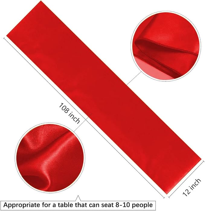 B-COOL Red Table Runner Valentine's Day Table Runner 5 Pack 12x108 inch Satin - Image 5